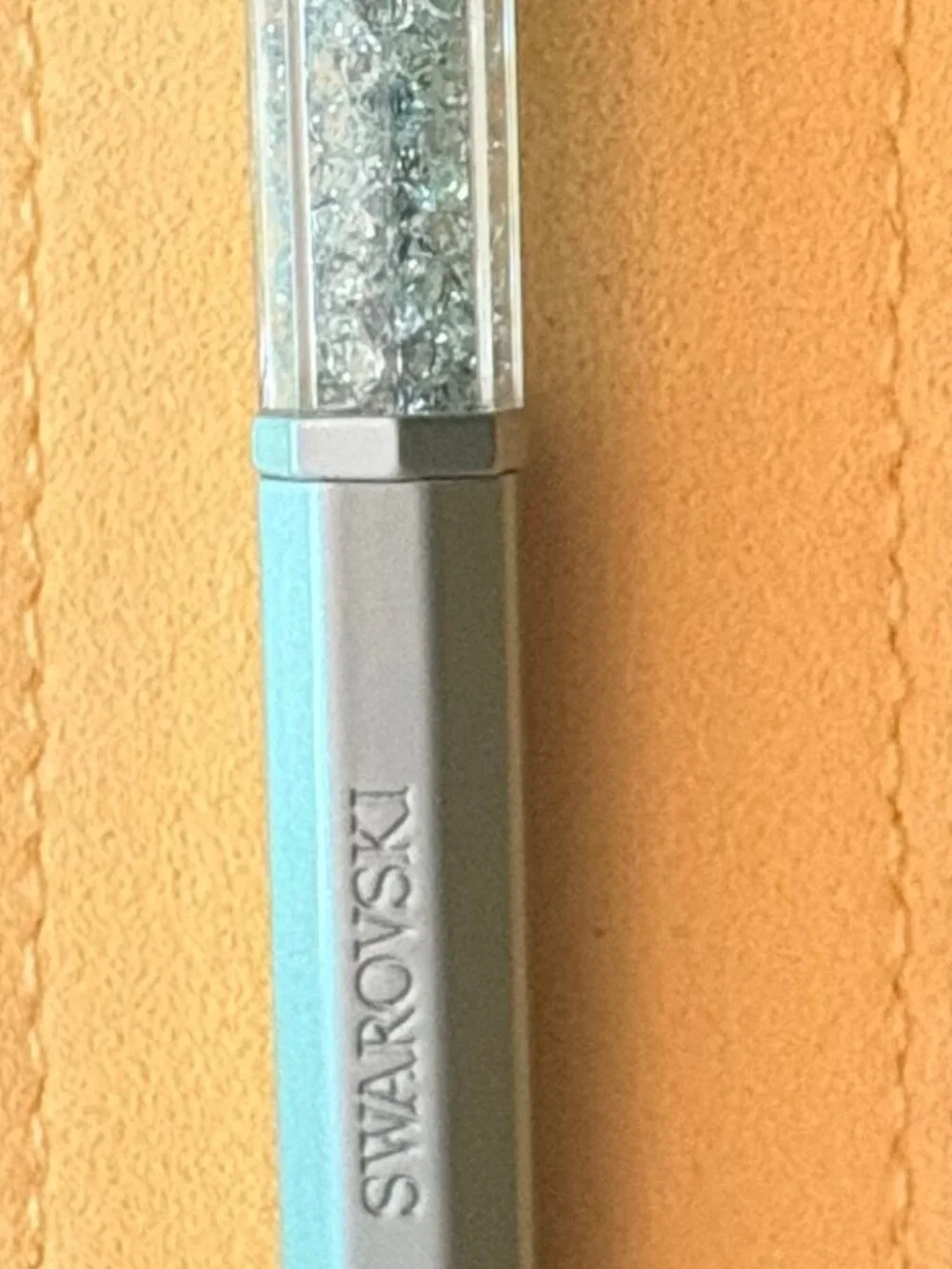SWAROVSKI CRYSTAL CRYSTALLINE BLUE BP PEN NWT IN ORIGINAL BOX, SUEDE POUCH - Picture 6 of 6